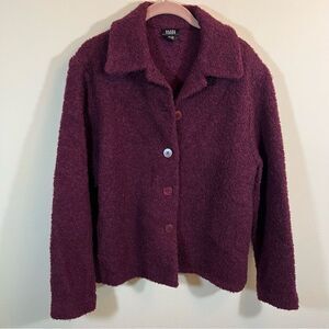 Eileen Fisher Maroon Wool Blend Boucle Jacket Women’s Medium